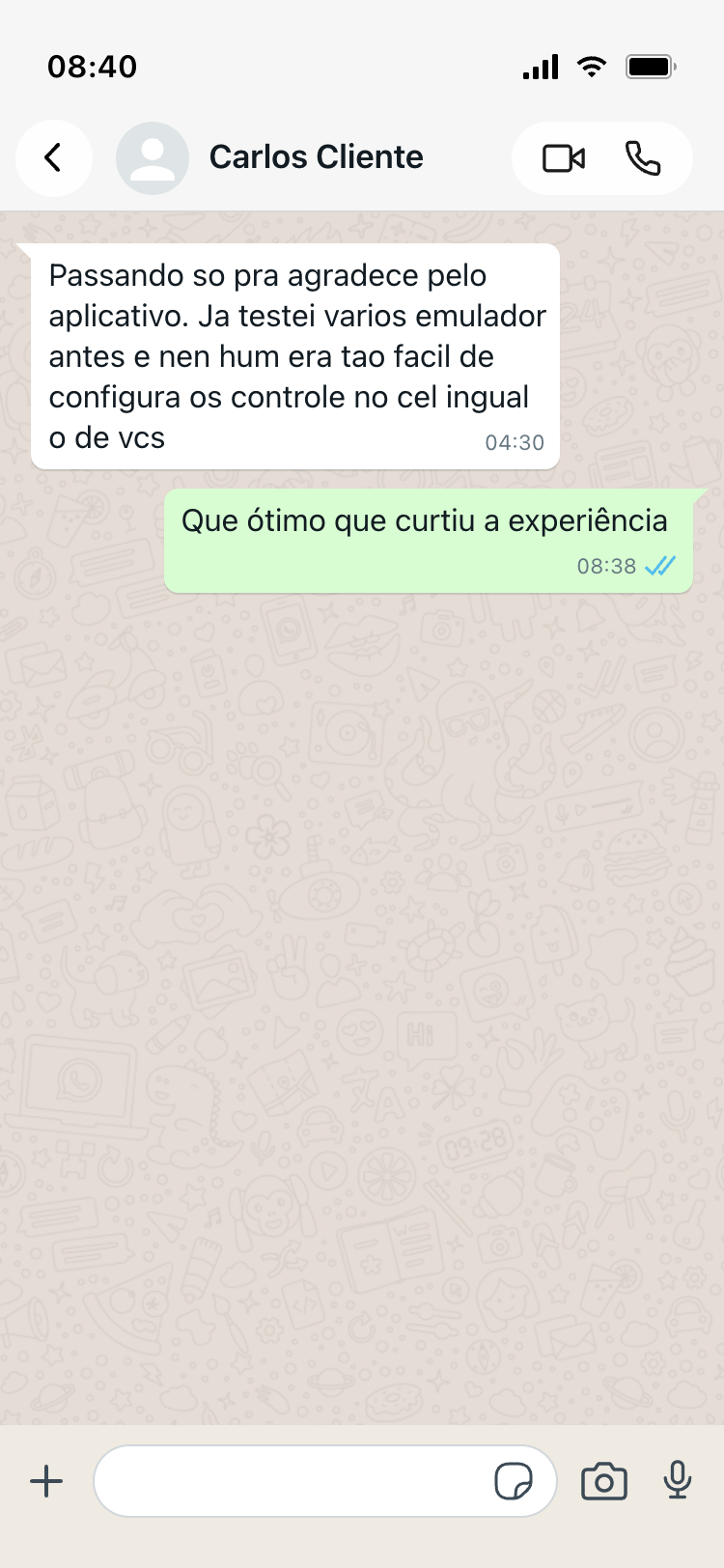 Espaço para o segundo print de cliente no WhatsApp